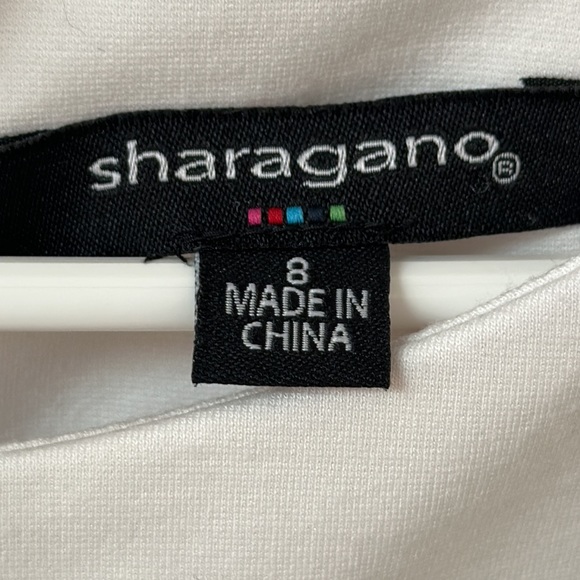 Sharagano Navy Blue and White Shift Dress with Gold Button Detail.Flattering Fit - Picture 5 of 9